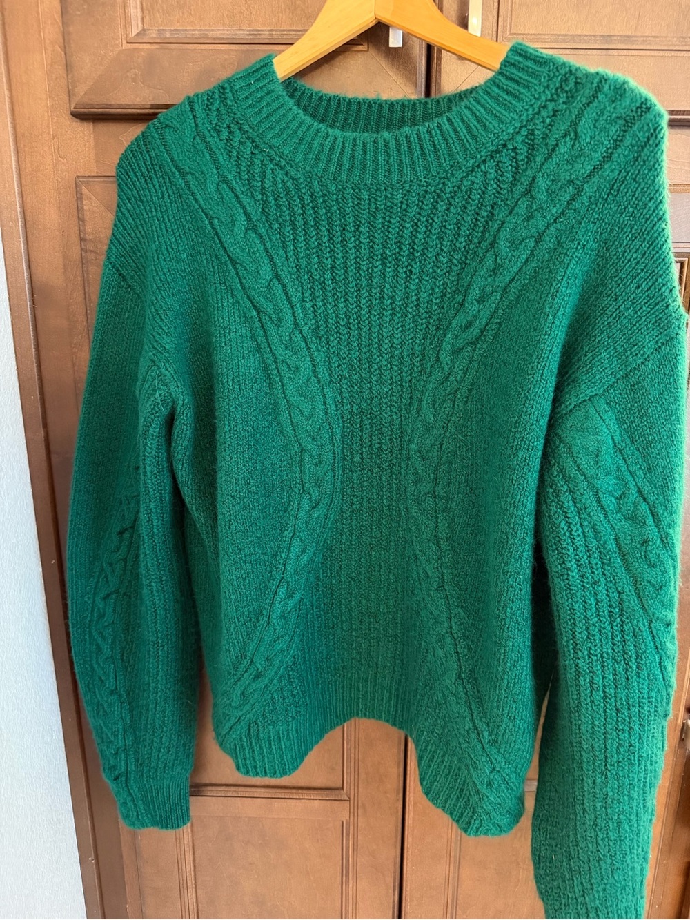Emerald Cable Knit Crewneck Sweater